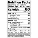 Nutrition facts label for Brown Sugar Agar Boba, showing calories, sugar content, and dietary fiber per 100g.