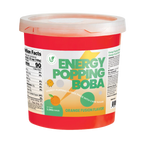 Hojalicious Energy Popping Boba Orange Fusion Flavor 3.2kg tub, featuring a vibrant orange color and energy formula.
