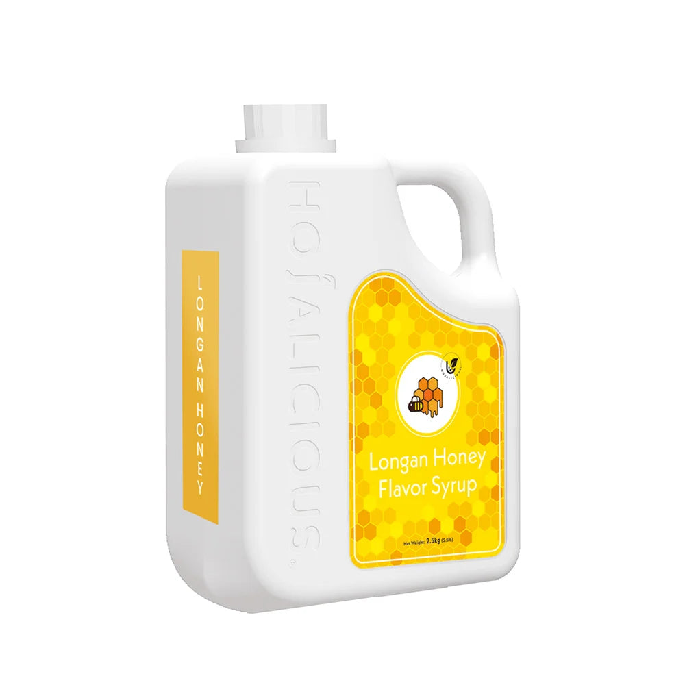 Longan Honey Syrup 5.5 lb bottle, flavor syrup for bubble tea and café drinks.