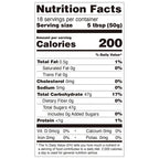 Nutrition facts label for Hojalicious Pure Brown Sugar Powder, including calories and sugar content.
