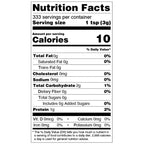 Nutrition facts for Hojalicious Pure Matcha Powder, showing low calories per serving and zero added sugar for a 100% pure matcha formula.