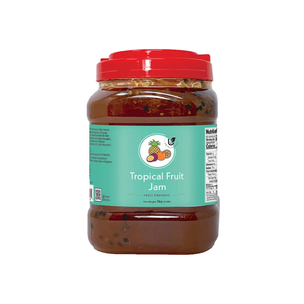Hojalicious Tropical Fruit Jam, 3kg bulk jar, professional-grade fruit preserve.