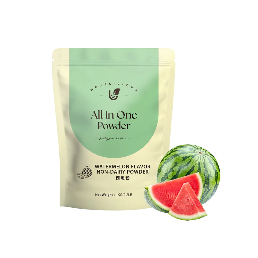 Hojalicious Watermelon Flavor Non-Dairy Powder 1kg, an all-in-one formula for refreshing summer watermelon milkshakes and frappes.