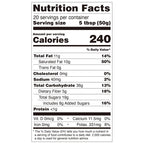 Nutrition facts label for Watermelon Flavor Powder, detailing calories, dietary fiber, and potassium content.