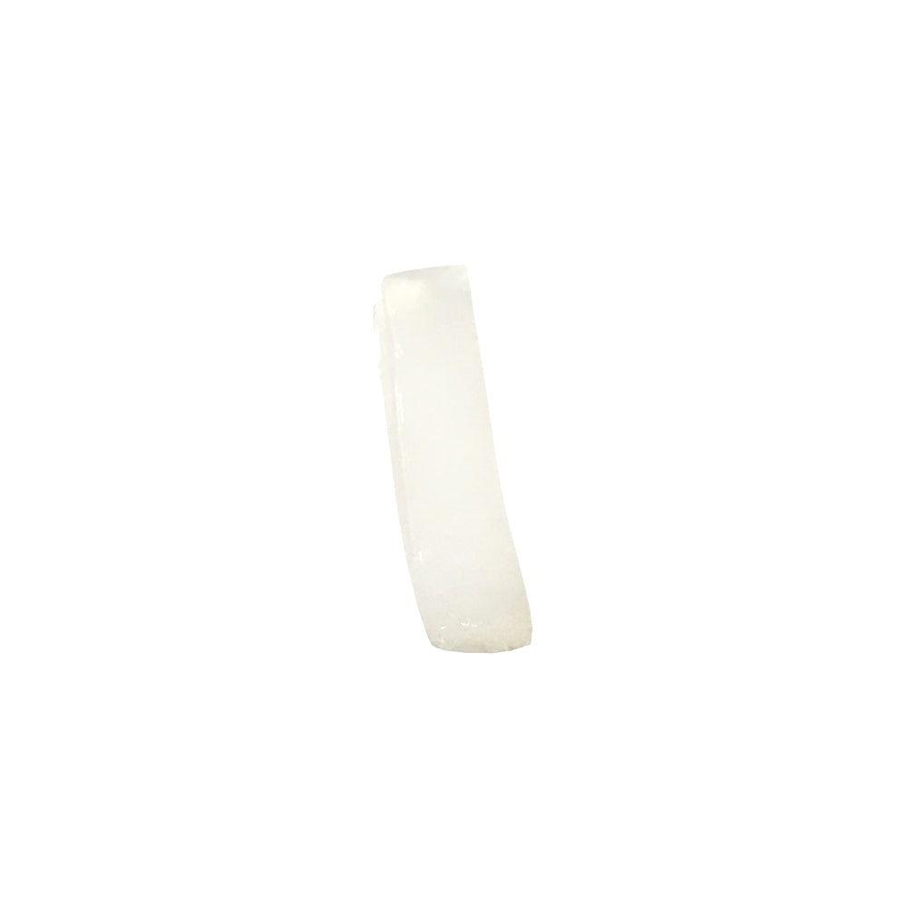Close-up of original coconut jelly strip, featuring a translucent white color and refreshing crunchy texture.
