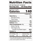 Nutrition facts label for strawberry concentrated syrup, compliant with export food labeling standards.