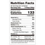 Nutrition facts label for tropical fruit jam, compliant with export food labeling standards.