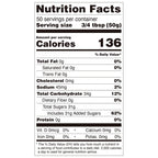Nutrition facts label for Hojalicious Orange Syrup, showing calories, sugar content, and ingredients.