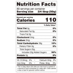 Nutrition facts label for white peach jam, compliant with international export food labeling standards.